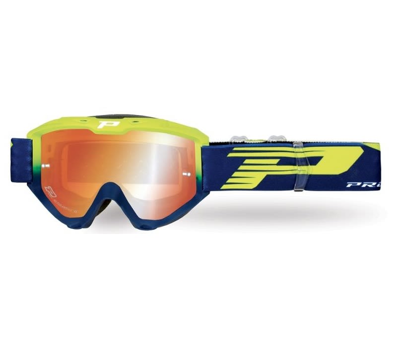 Maschera 3450-309 FL - Giallo Fluo/Blu Navy, Lente a Specchio