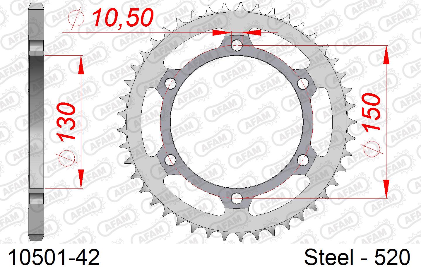 Corona AFAM 10501-42 in acciaio passo 520 HONDA FMX 650 2005  -2008