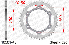 Corona AFAM 10501-45 in acciaio passo 520 HONDA NX 500 DOMINATOR 1988  -1999
