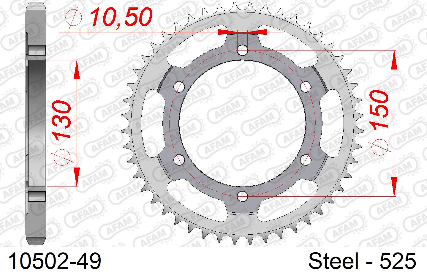 Corona AFAM 10502-49 in acciaio passo 525 HONDA XRV 650 AFRICA TWIN 1988  -1989