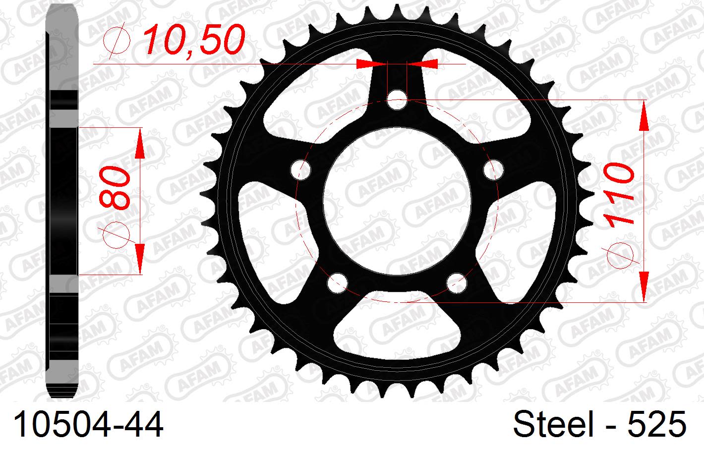 Corona AFAM 10504-44 in acciaio passo 525 HONDA VT 600 C SHADOW CUSTOM 1986  -2000