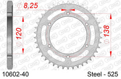 Corona AFAM 10602-40 in acciaio passo 525 HONDA VFR 400 R 1989 -1992