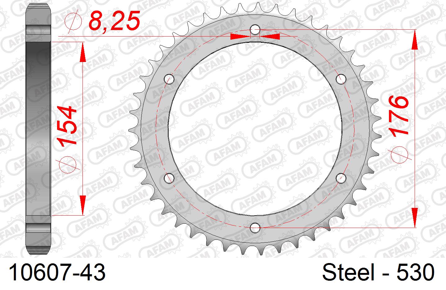 Corona AFAM 10607-43 in acciaio passo 530 HONDA VFR 750 F 1990  -1997