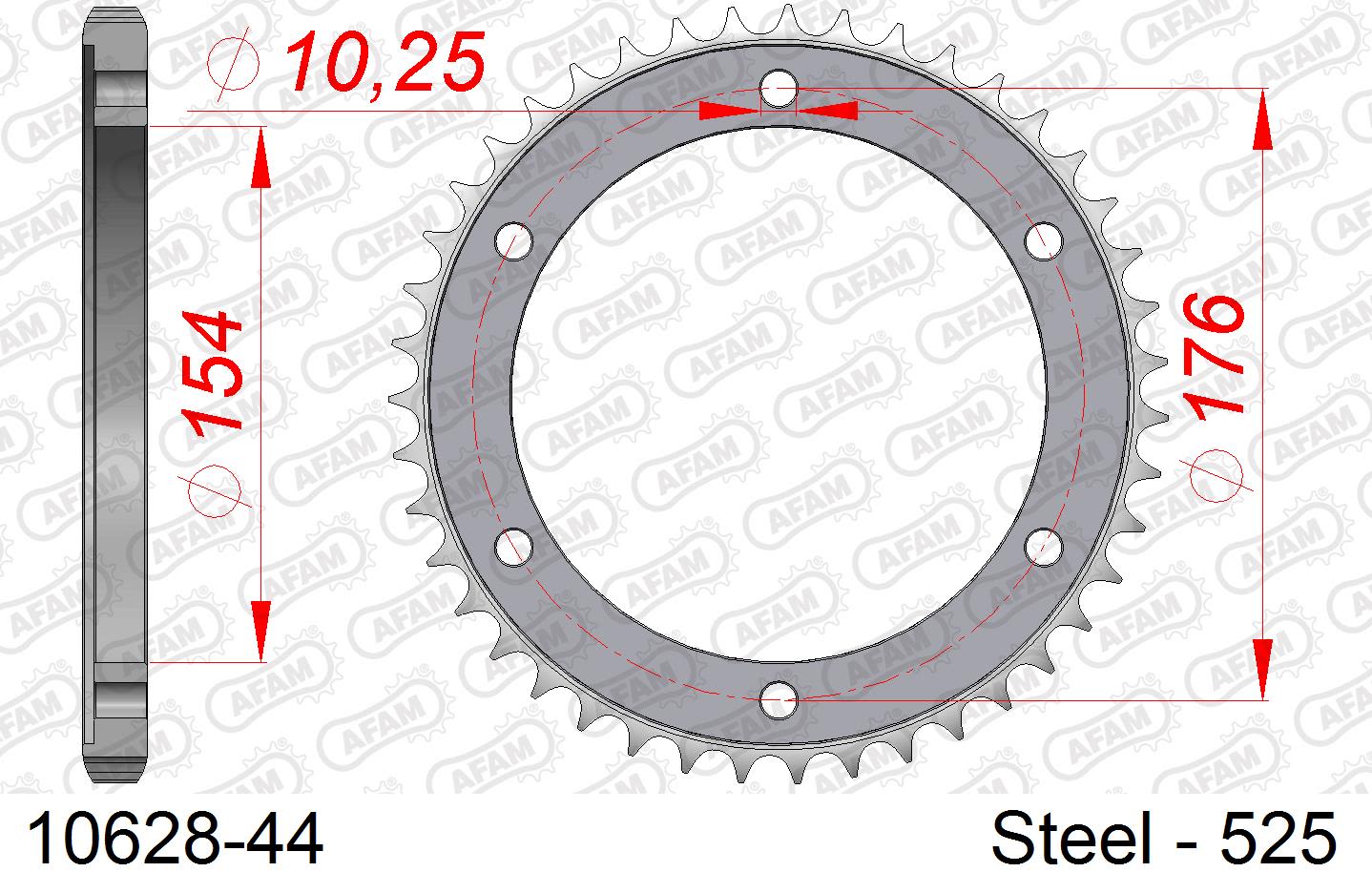 Corona AFAM 10628-44 in acciaio passo 525 HONDA CB 1000 R 2018  -2023