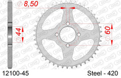 Corona AFAM 12100-45 in acciaio passo 420 YAMAHA DT 50 R 1988  -1990