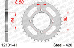 Corona AFAM 12101-41 in acciaio passo 420 YAMAHA FS1 50 1976  -1979