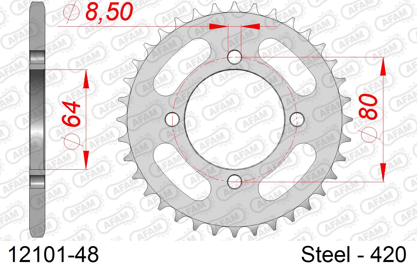 Corona AFAM 12101-48 in acciaio passo 420 YAMAHA RD 50 M 1979  -1980