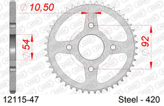 Corona AFAM 12115-47 in acciaio passo 420 MBK TZR 50 X-POWER 2003  -2006