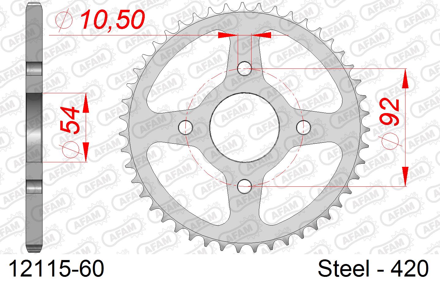 Corona AFAM 12115-60 in acciaio passo 420 MBK TZR 50 X-POWER 2007  -2011