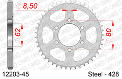 Corona AFAM 12203-45 in acciaio passo 428 YAMAHA TW 200 1989  -1994