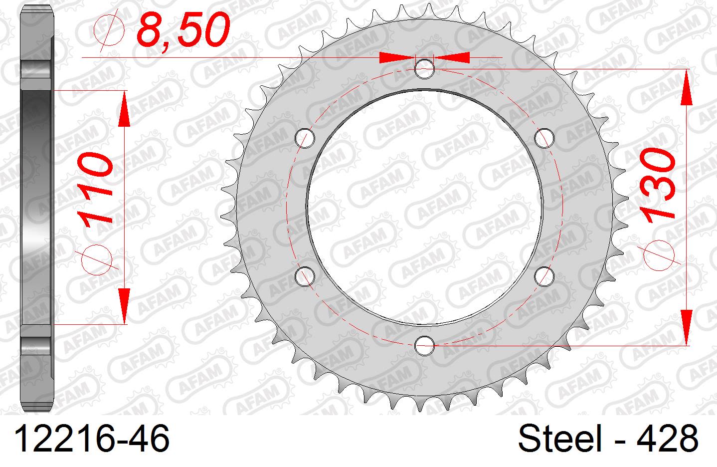 Corona AFAM 12216-46 in acciaio passo 428 YAMAHA TZR 125 1993  -1995