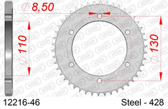 Corona AFAM 12216-46 in acciaio passo 428 YAMAHA TZR 125 1993  -1995