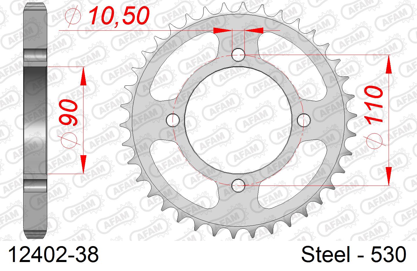 Corona AFAM 12402-38 in acciaio passo 530 YAMAHA XS 400 DOHC 1982  -1986