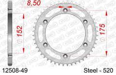 Corona AFAM 12508-49 in acciaio passo 520 YAMAHA YZ 250 1994  -1997