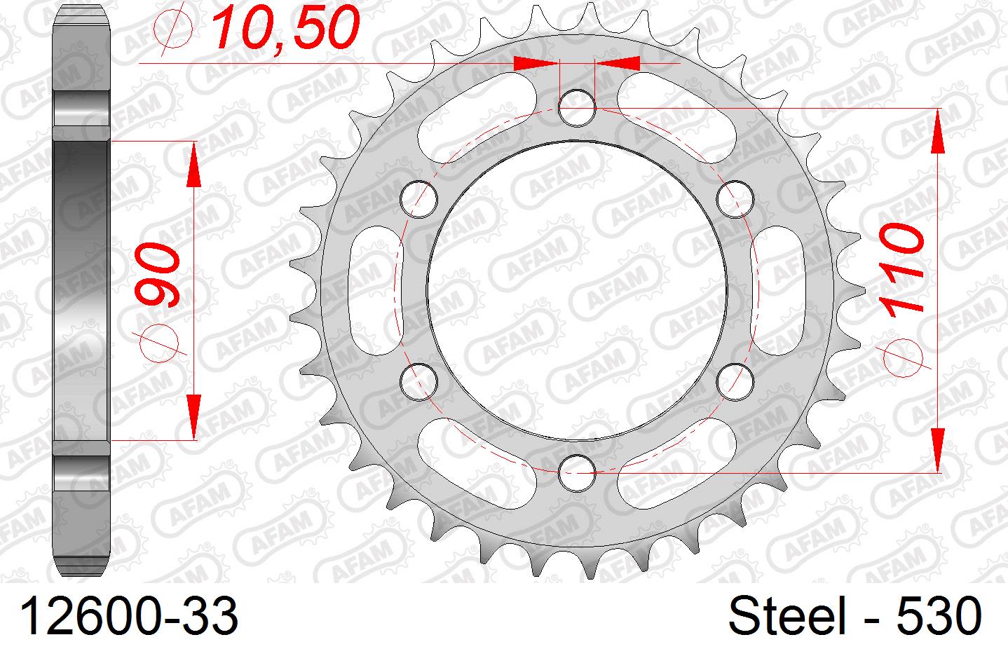 Corona AFAM 12600-33 in acciaio passo 530 YAMAHA XS 650 1975  -1981