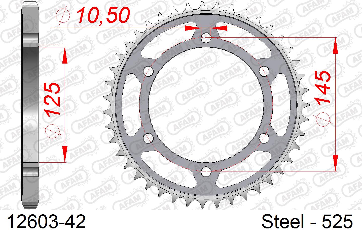 Corona AFAM 12603-42 in acciaio passo 525 YAMAHA TDM 850 1996  -1998