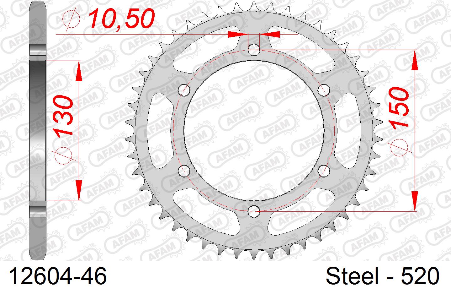 Corona AFAM 12604-46 in acciaio passo 520 YAMAHA XJ 6 F DIVERSION 2010  -2016