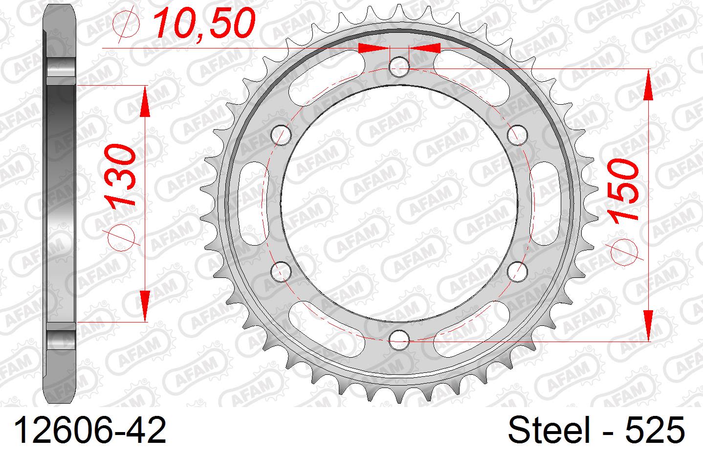 Corona AFAM 12606-42 in acciaio passo 525 YAMAHA TDM 900 2002  -2014