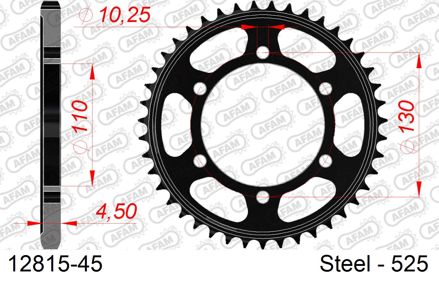 Corona AFAM 12815-45 in acciaio passo 525 SUZUKI GSX-R 1000 2017  -2022