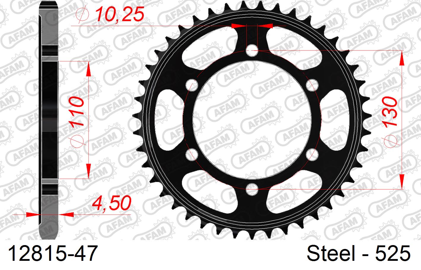 Corona AFAM 12815-47 in acciaio passo 525 YAMAHA YZF 1000 R1 2009  -2014