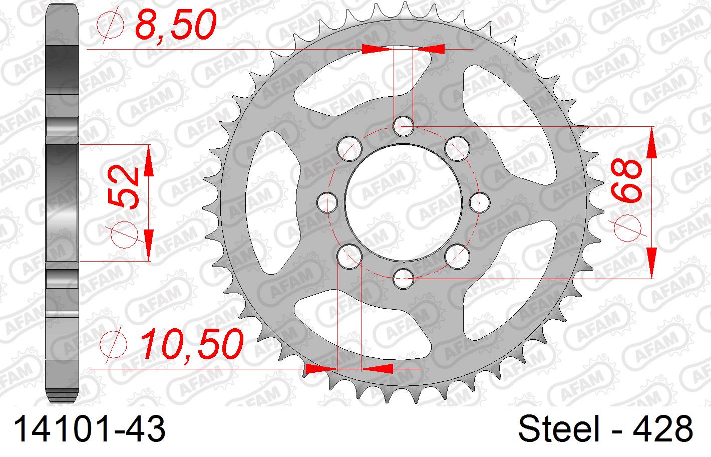 Corona AFAM 14101-43 in acciaio passo 428 SUZUKI RG 80 1980  -1981
