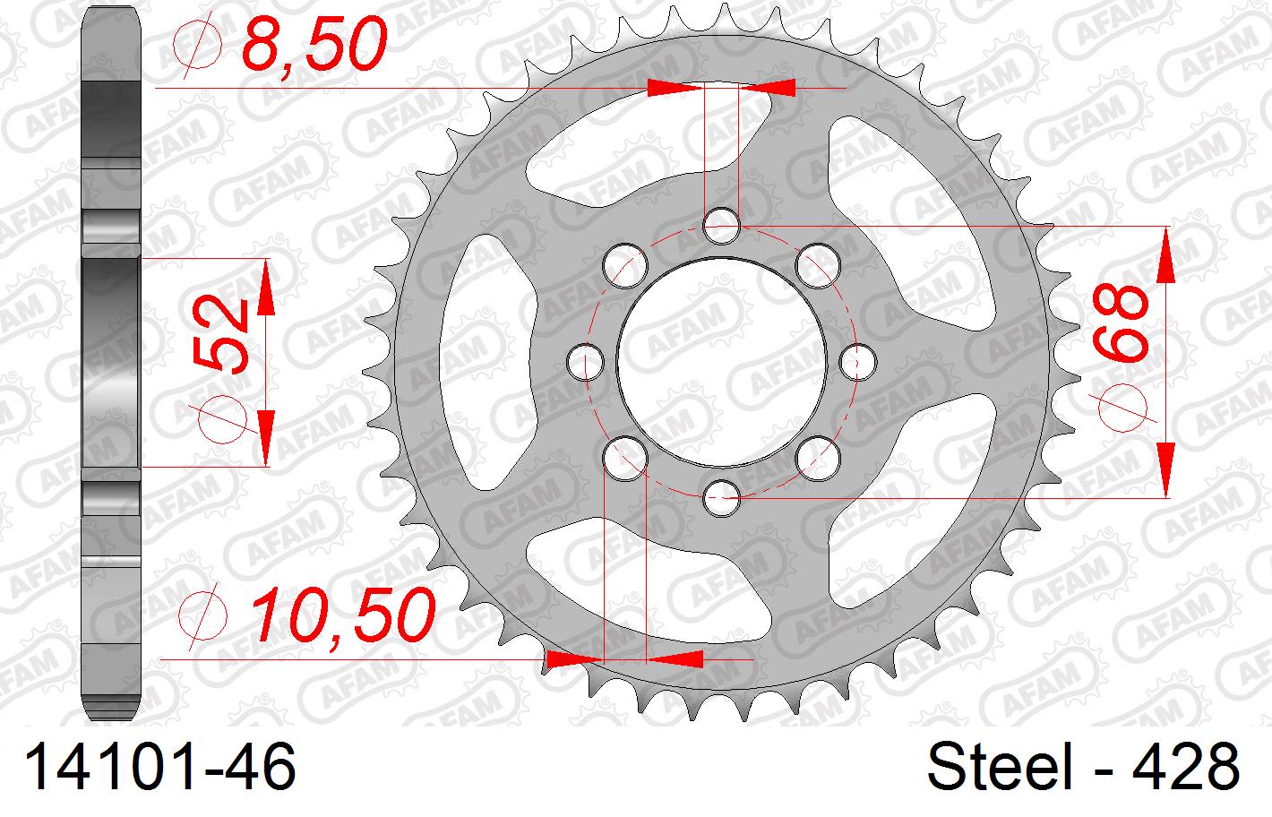 Corona AFAM 14101-46 in acciaio passo 428 SUZUKI RV 90 1973  -1978