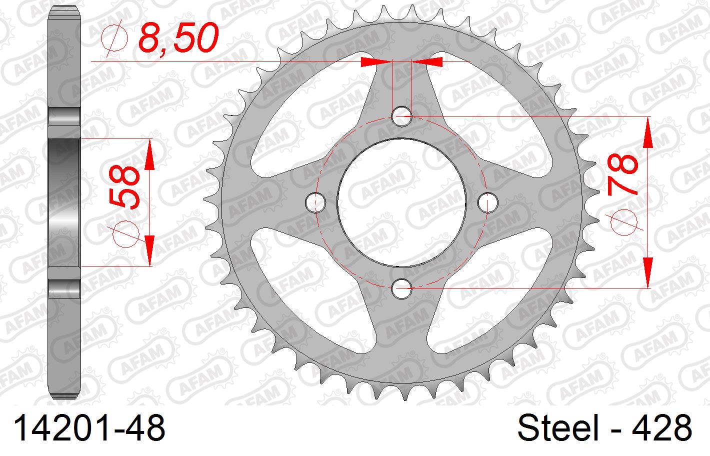 Corona AFAM 14201-48 in acciaio passo 428 HYOSUNG GA 125 CRUISE 1995  -1996