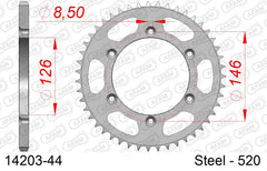 Corona AFAM 14203-44 in acciaio passo 520 KAWASAKI KLX 400 SR 2003  -2004