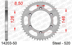 Corona AFAM 14203-50 in acciaio passo 520 SUZUKI RM 125 1997  -2005
