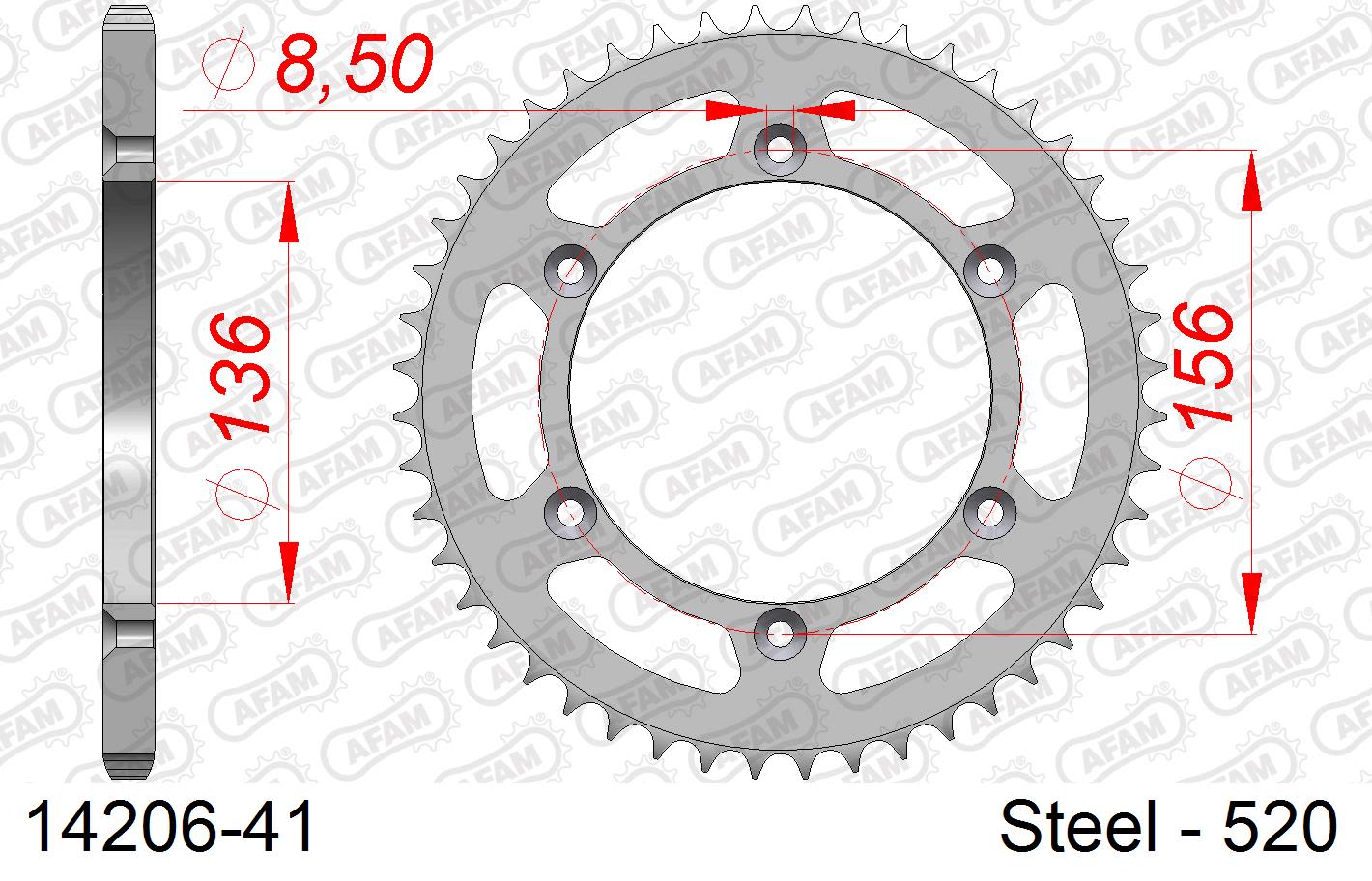 Corona AFAM 14206-41 in acciaio passo 520 SUZUKI DR 350 SE 1994  -1995