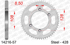 Corona AFAM 14216-57 in acciaio passo 428 KAWASAKI KLX 125 L 2003  -2006