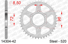 Corona AFAM 14304-42 in acciaio passo 520 SUZUKI DR 250 S 1982  -1987