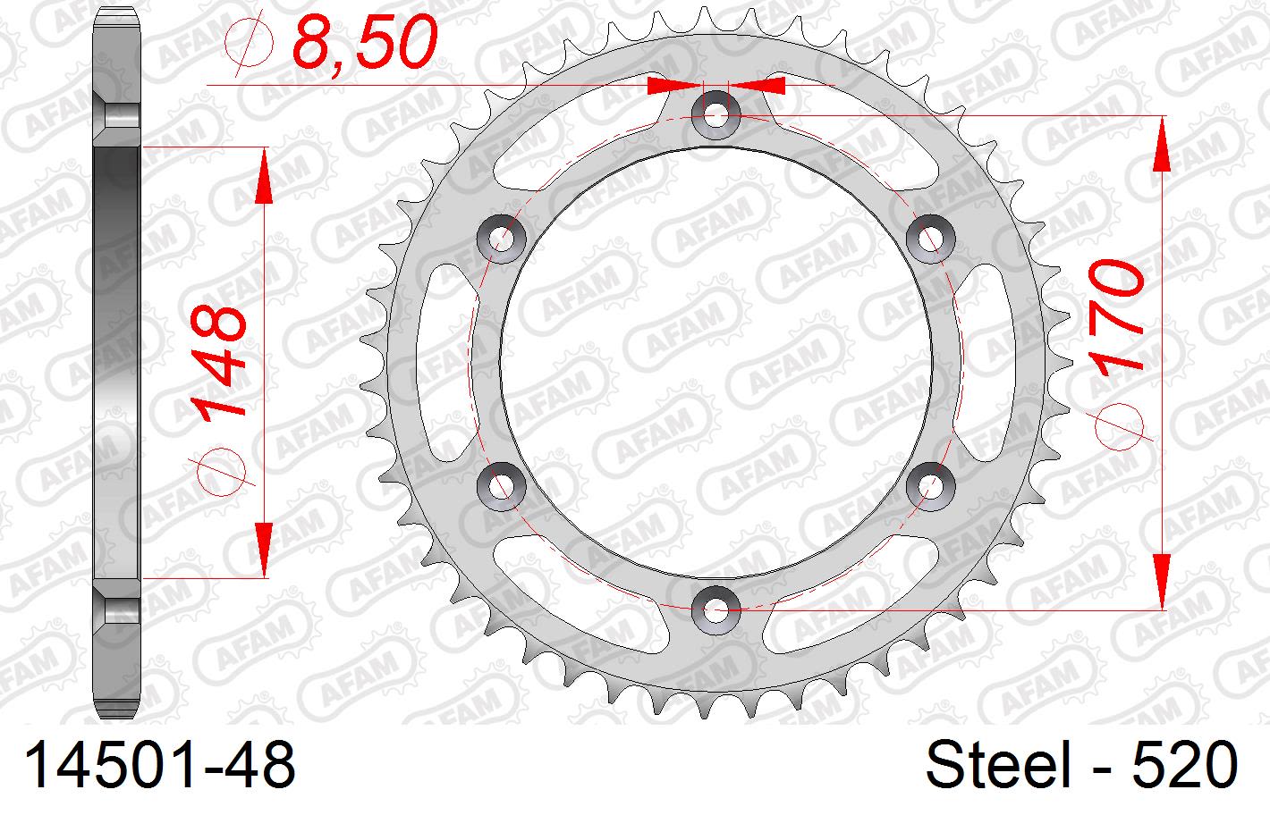 Corona AFAM 14501-48 in acciaio passo 520 SUZUKI TS 240 X 1985  -1989