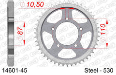 Corona AFAM 14601-45 in acciaio passo 530 SUZUKI GSX 600 F 1992 -1997