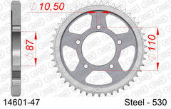 Corona AFAM 14601-47 in acciaio passo 530 SUZUKI GSX-R 1100 1986 -1987