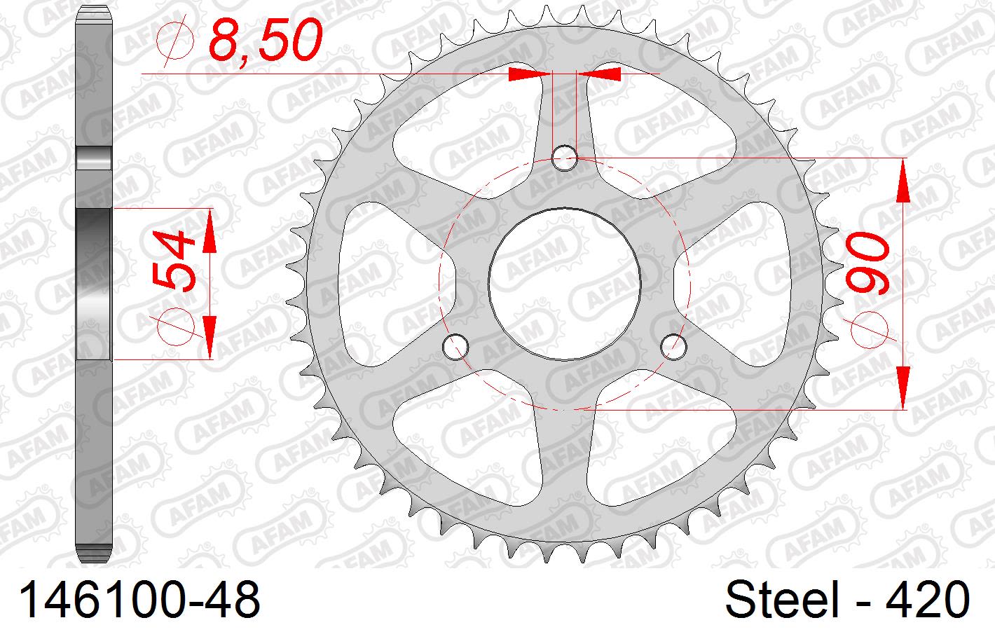 Corona AFAM 146100-48 in acciaio passo 420 MALAGUTI NKD 50 DRAKON 2005 -2009
