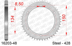 Corona AFAM 16203-48 in acciaio passo 428 KAWASAKI KMX 125 1986  -2002