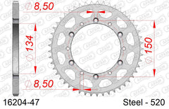 Corona AFAM 16204-47 in acciaio passo 520 KAWASAKI KX 500 1987  -2004