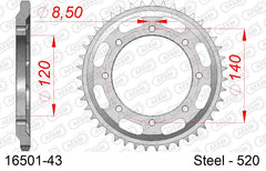 Corona AFAM 16501-43 in acciaio passo 520 KAWASAKI KLR 600 1984  -1995