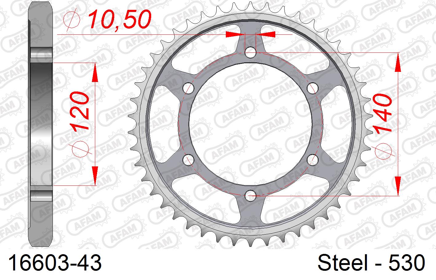 Corona AFAM 16603-43 in acciaio passo 530 SUZUKI GSX-R 750 1996 -1997