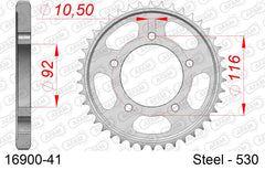 Corona AFAM 16900-41 in acciaio passo 530 KAWASAKI ZZR 1400 ZX 1400 2006 -2008
