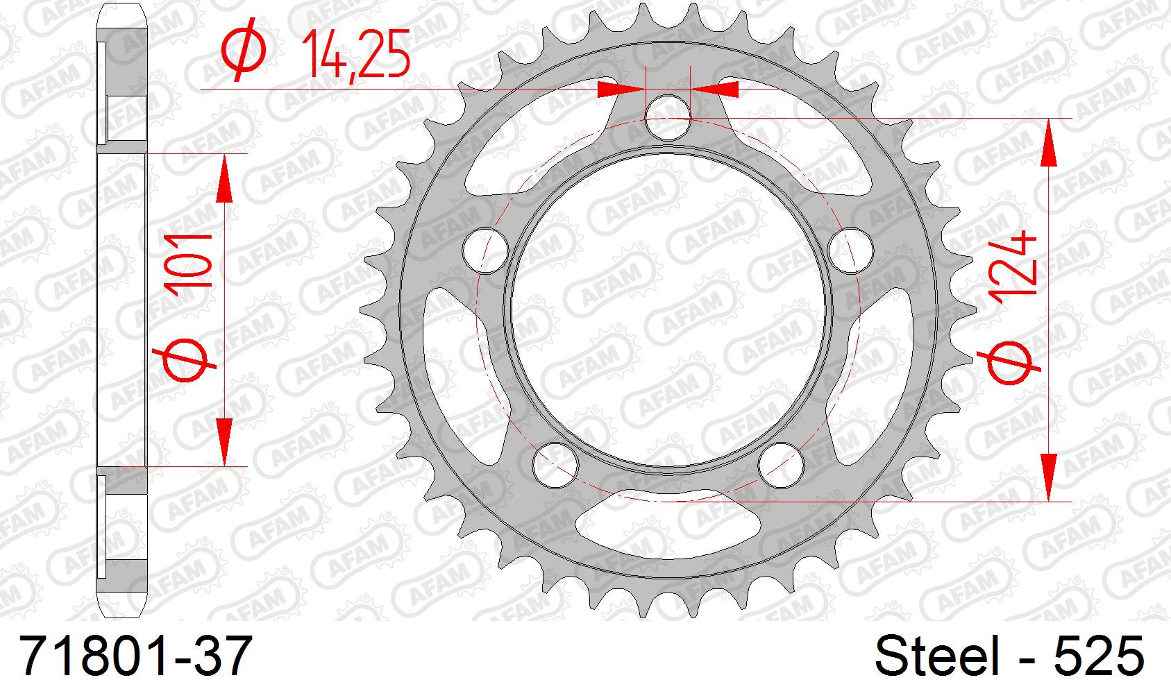 Corona AFAM 71801-37 in acciaio passo 525 KTM RC 8 2008 -2011