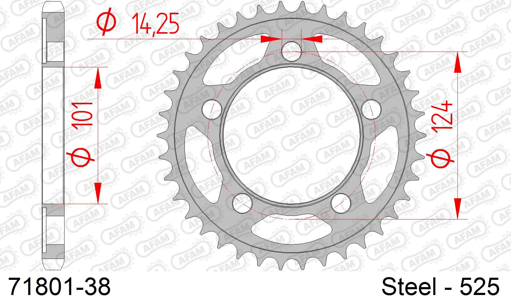 Corona AFAM 71801-38 in acciaio passo 525 KTM RC 8 R 2009 -2015