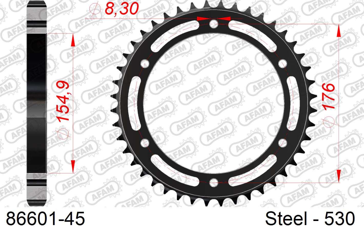 Corona AFAM 86601-45 in acciaio passo 530 TRIUMPH 1050 TIGER SPORT ABS 2013 -2017