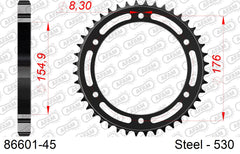 Corona AFAM 86601-45 in acciaio passo 530 TRIUMPH 1050 TIGER SPORT ABS 2013 -2017