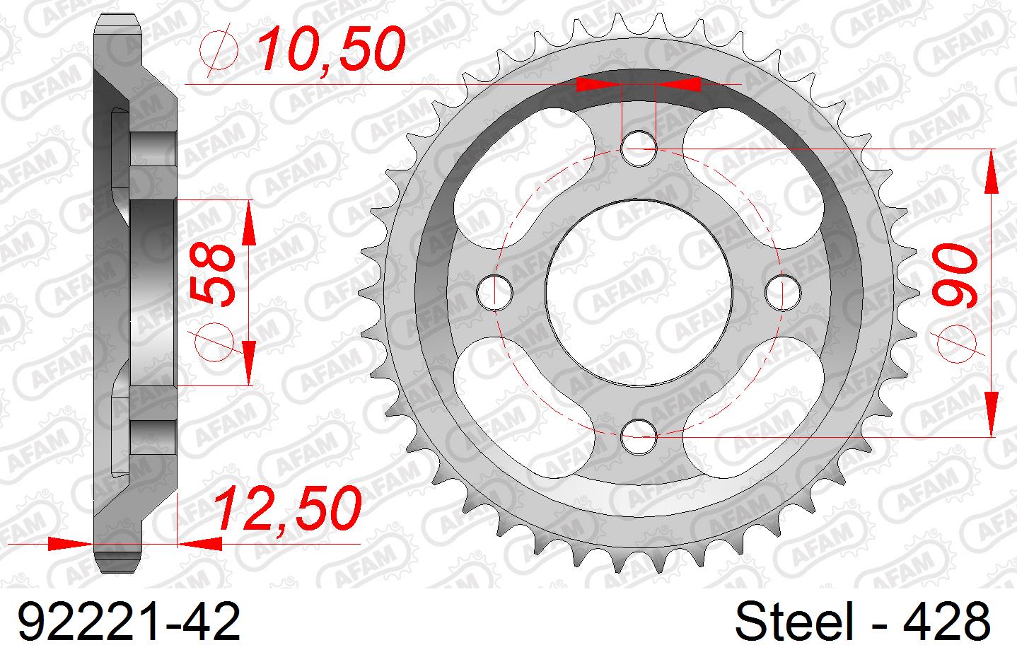 Corona AFAM 92221-42 in acciaio passo 428 MASH 125 CAFÉ RACER 2017 -2019