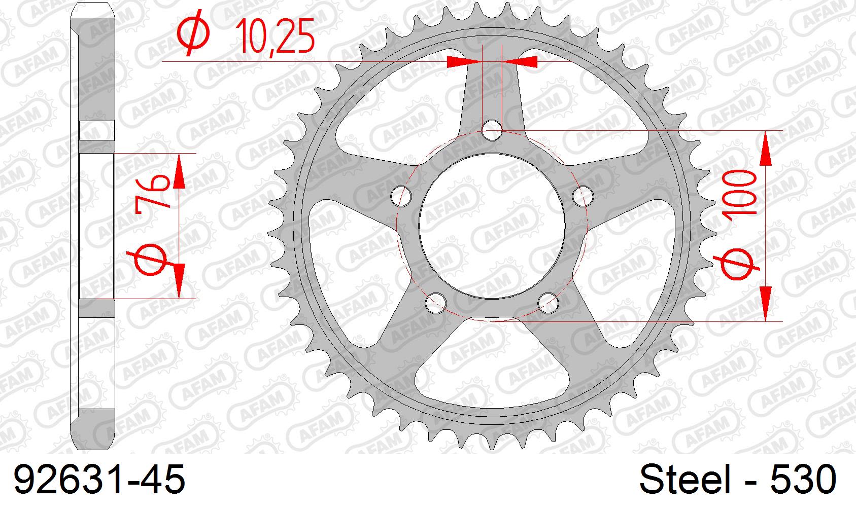 Corona AFAM 92631-45 in acciaio passo 525 YAMAHA YZF 1000 R1 SP 2006