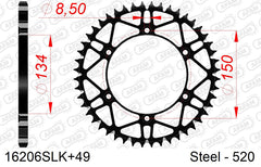 Corona AFAM 16206SLK+49 in acciaio passo 520 KAWASAKI KX 250 F 2011  -2012
