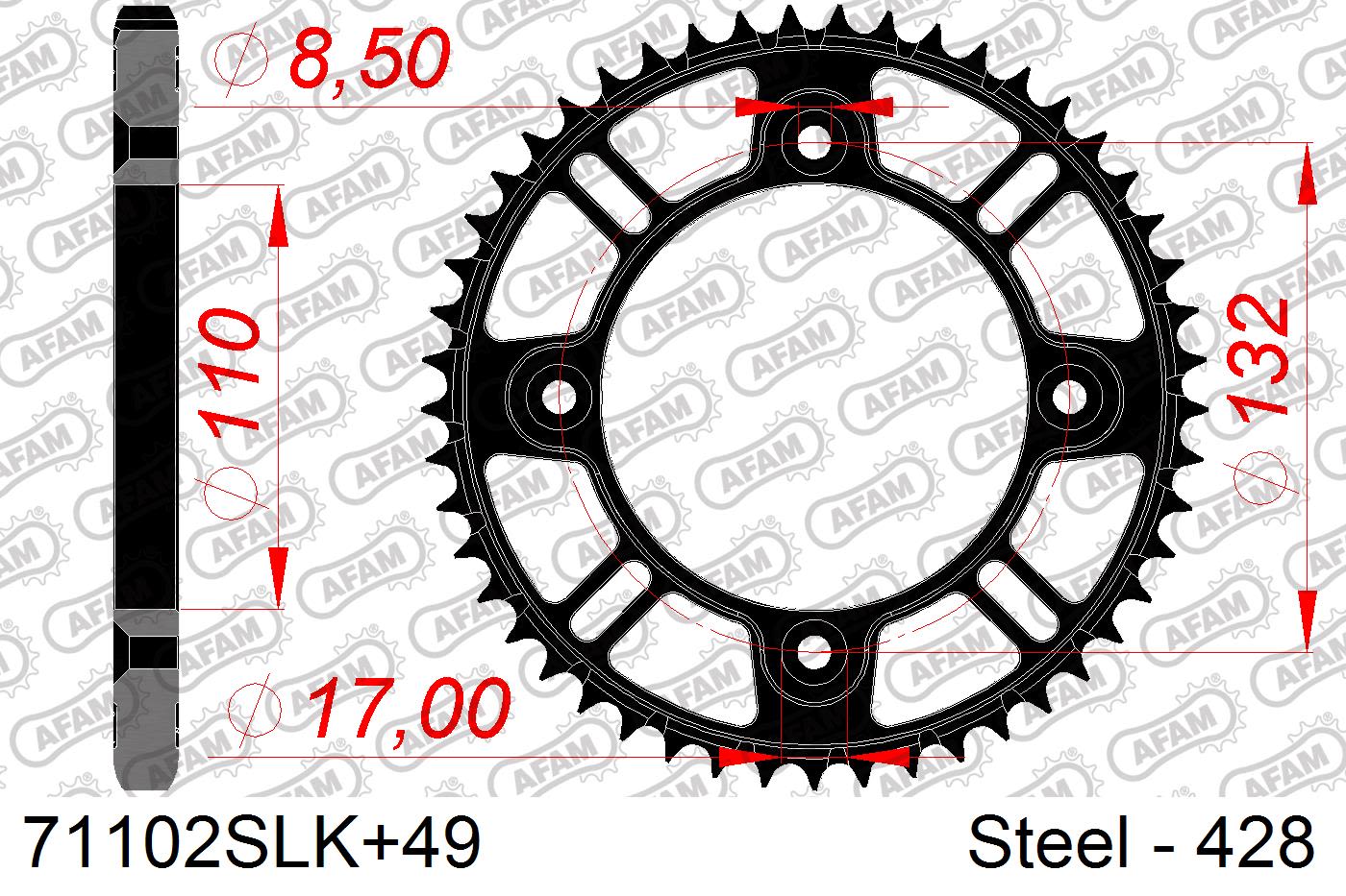 Corona AFAM 71102SLK+49 in acciaio passo 428 GAS-GAS MC 85 2021  -2023