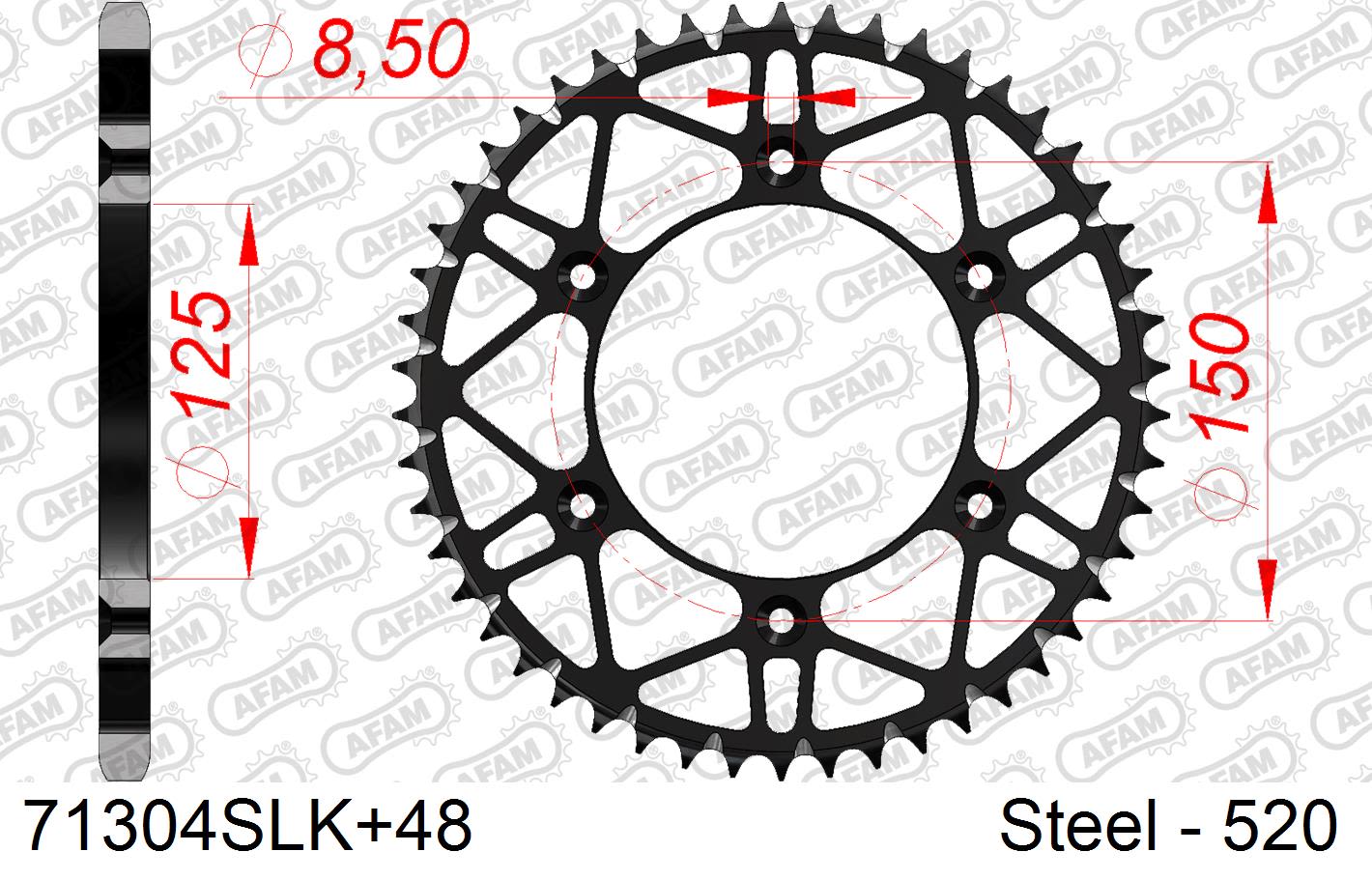 Corona AFAM 71304SLK+48 in acciaio passo 520 HUSQVARNA TC 250 2014  -2016